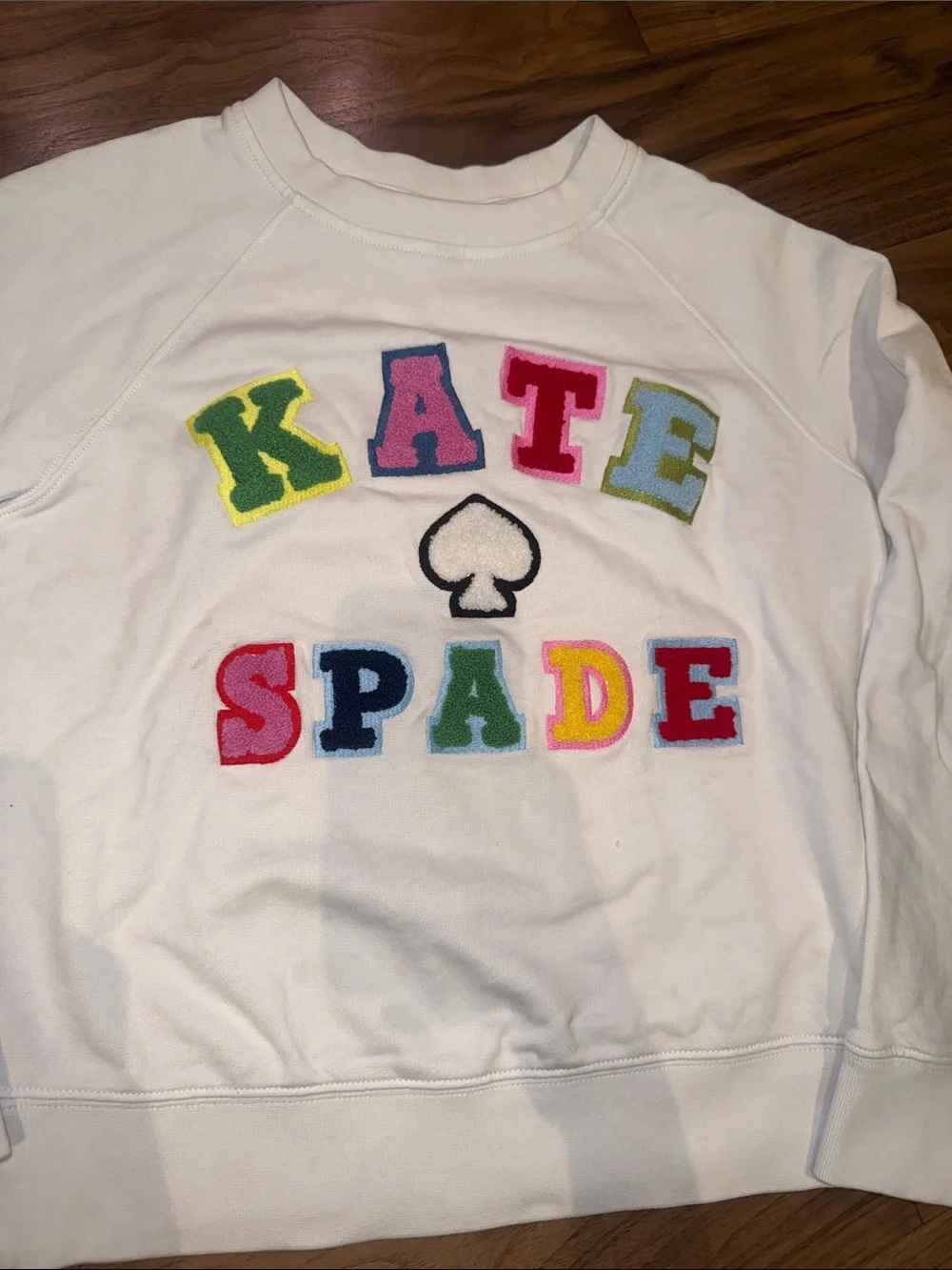 kate spade White Crewneck Sweatshirt with Multicolor Letter Appliqué